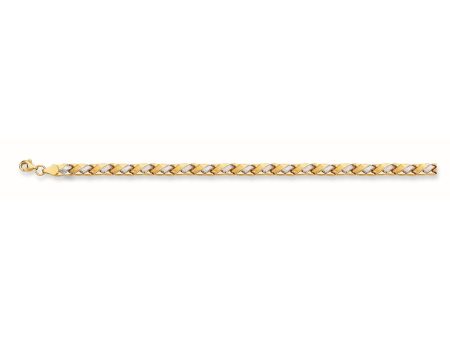 14K Two-tone Gold Satin X Stampato Bracelet For Discount