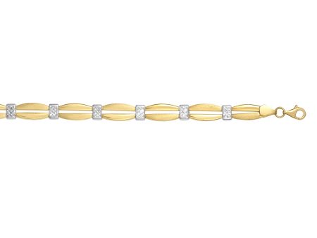 14K Two-tone Gold Station Stampato Bracelet Online