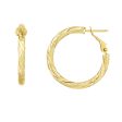 14K Gold 3x20mm Diamond Cut Twist Omega Back Hoop Earring Cheap