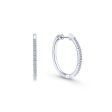 14K White Gold Tiger Claw Set 20mm Round Classic Diamond Hoop Earrings Hot on Sale