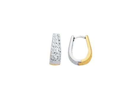 14K Two-tone Gold Reversible Diamond Cut Huggie Earring Online Sale