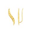 14K Gold Diamond Cut Curved Ear Climber For Cheap