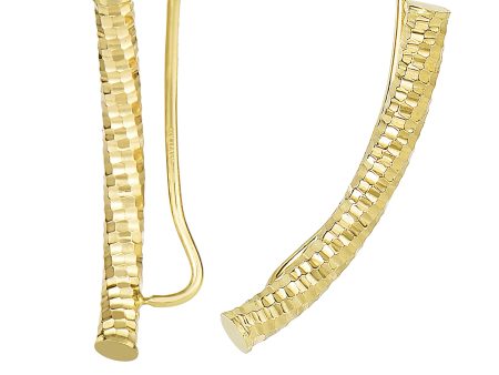 14K Gold Diamond Cut Tube Ear Climber Online Sale