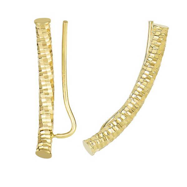 14K Gold Diamond Cut Tube Ear Climber Online Sale