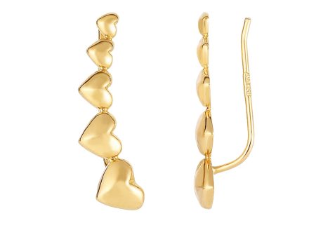 14K Gold Heart Ear Climber Discount