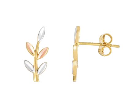 14K Tri-color Gold Leaf Ear Climber Online