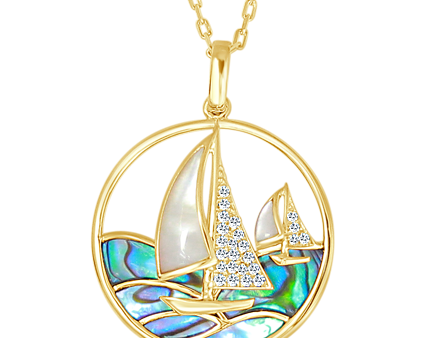 Smooth Sailing Sailboats Pendant in 14k Yellow Gold Online Hot Sale