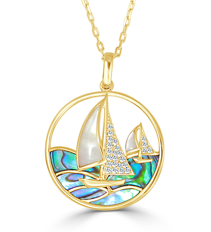 Smooth Sailing Sailboats Pendant in 14k Yellow Gold Online Hot Sale