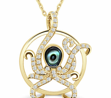 Diamond Octopus Pendant in 14k Yellow Gold Cheap