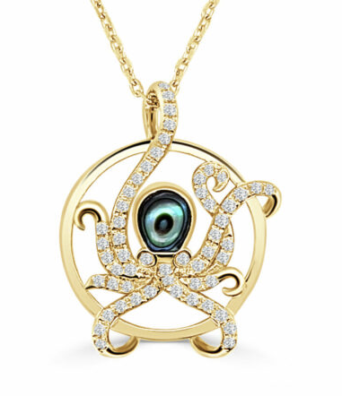 Diamond Octopus Pendant in 14k Yellow Gold Cheap