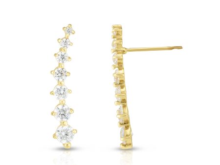 14K Gold Graduated CZ Ear Climber Hot on Sale