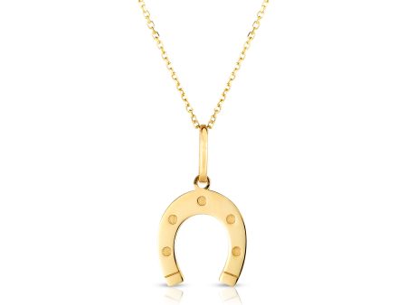 14K Gold Horseshoe Necklace For Discount