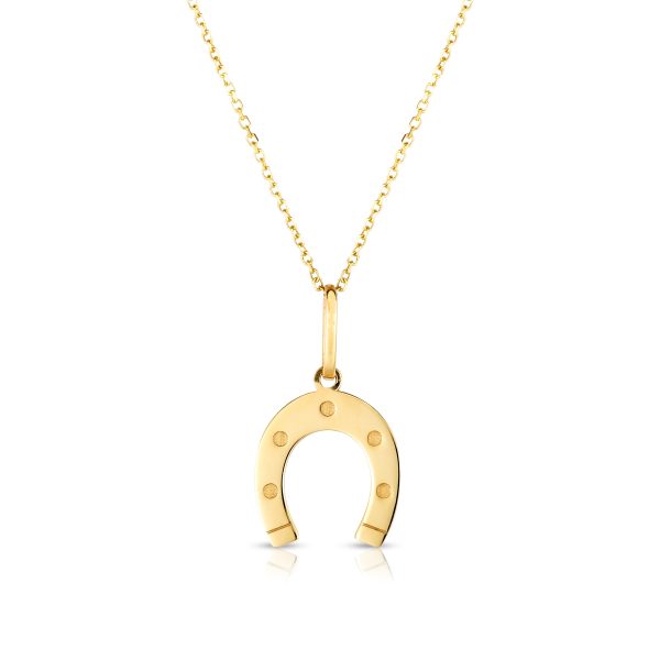 14K Gold Horseshoe Necklace For Discount