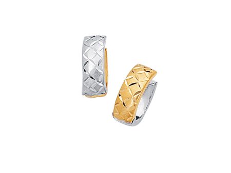 14K Gold Reversible X Pattern Huggie Earring Sale