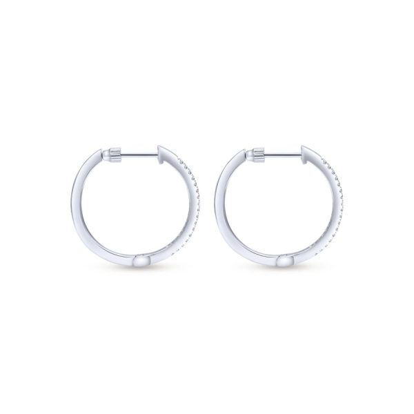 14K White Gold Tiger Claw Set 20mm Round Classic Diamond Hoop Earrings Hot on Sale