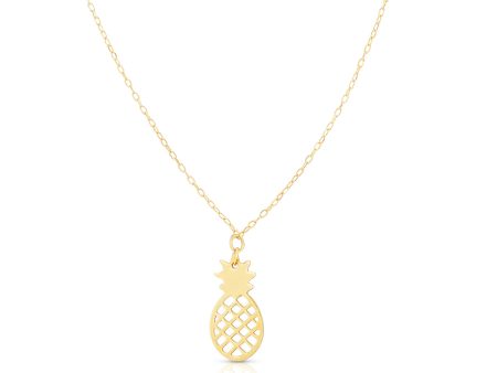 14K Gold Pineapple Necklace Hot on Sale