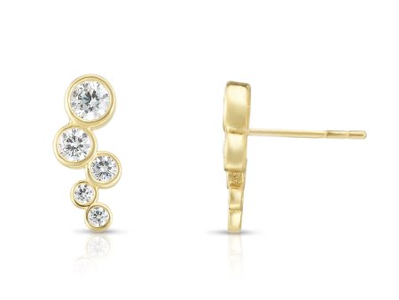 14K Gold Bezel Set CZ Ear Climber Cheap