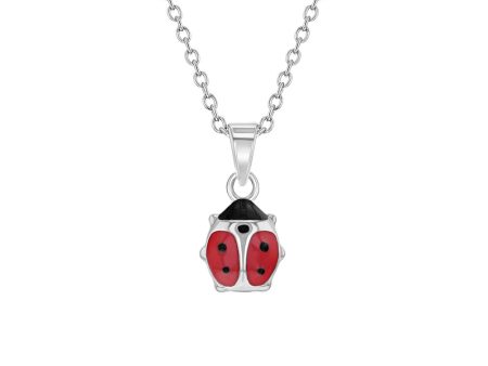 Childrens  Red Ladybug Necklace in Sterling Silver For Discount