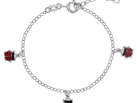 Children s Sterling Silver Ladybug Charm Bracelet For Sale