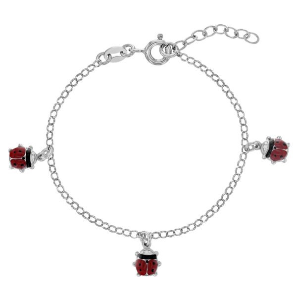 Children s Sterling Silver Ladybug Charm Bracelet For Sale