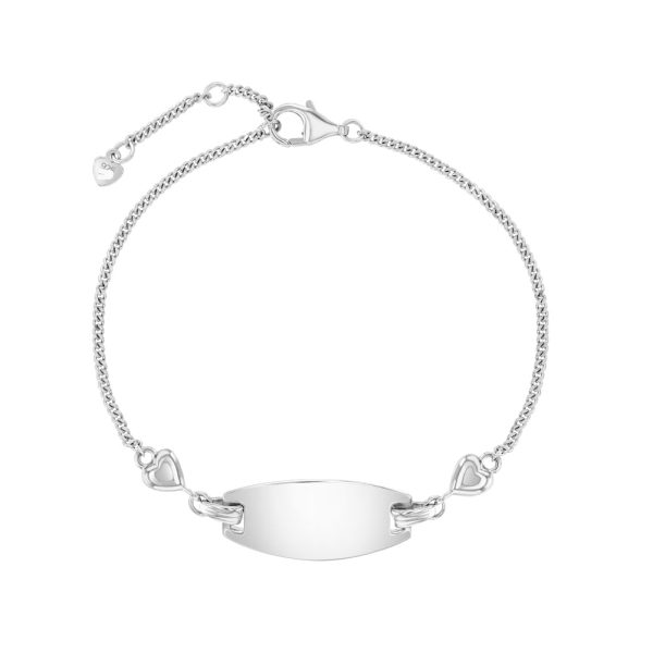 Children s Sterling Silver Heart ID Bracelet Hot on Sale