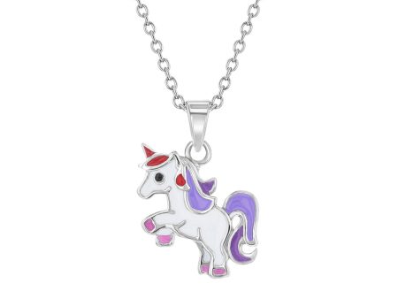 Children s Rearing Unicorn Necklace in Sterling Silver on Sale