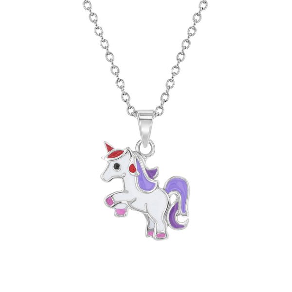 Children s Rearing Unicorn Necklace in Sterling Silver on Sale