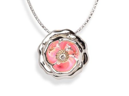 Floral Rose Opal & Diamond Pendant in 14k & Silver For Cheap