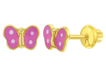 14k Pink Butterfly Children s Screw Back Earrings Online Hot Sale