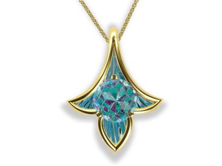 Blue Topaz, Ruby & Emerald Pendant in 14k For Cheap