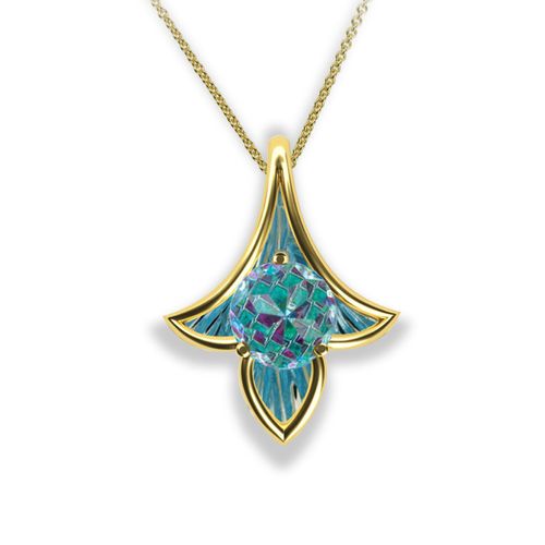 Blue Topaz, Ruby & Emerald Pendant in 14k For Cheap