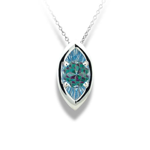 Blue Topaz Pendant in 14k White Gold Fashion