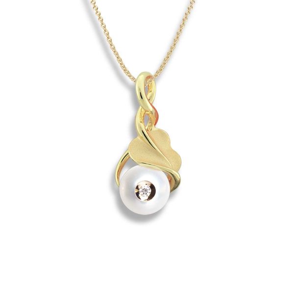 Diamond in a Pearl Pendant 14k White Gold For Cheap