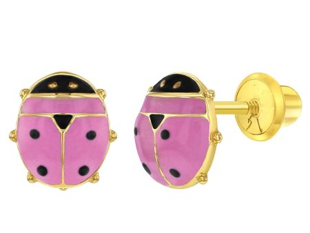 14k Pink Ladybug Children s Screw Back Earrings Discount