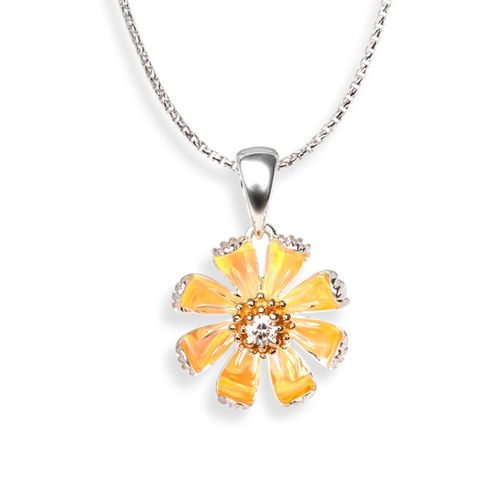 Daisy Opal & Diamond Pendant in 14k & Silver Fashion