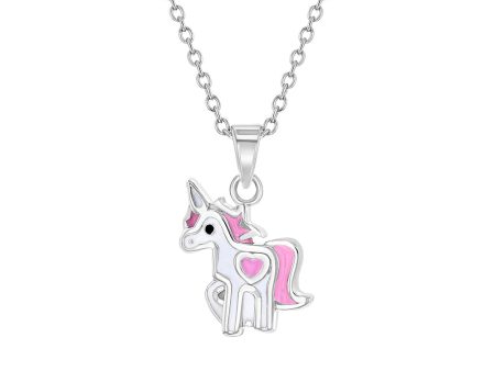 Children s Love Unicorn Necklace in Sterling Silver For Sale