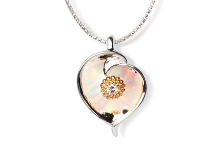 Floral Calla Lily Opal & Diamond Pendant in 14k & Silver For Discount