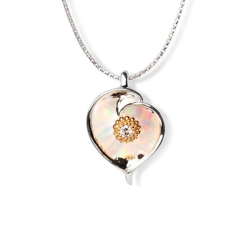 Floral Calla Lily Opal & Diamond Pendant in 14k & Silver For Discount