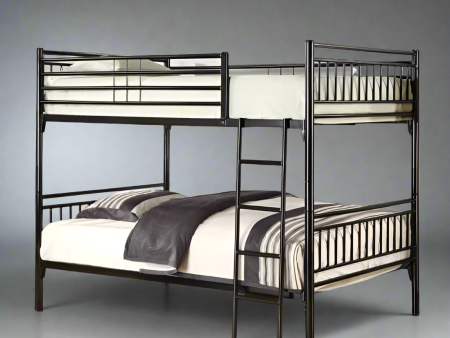 Black Metal Twin over Twin Fancy Bunk Bed Converts into Two Beds Hot on Sale