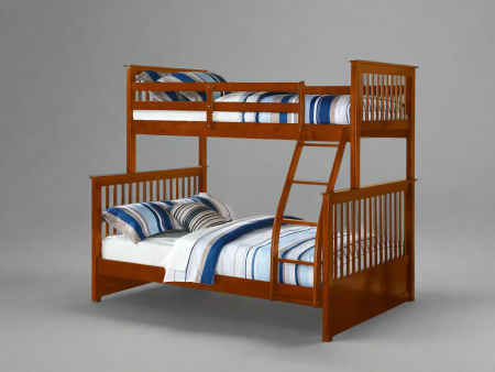 Twin over Double (Single over Full) Wood Bunk Bed Converts to Two Beds Mission Style Online Hot Sale