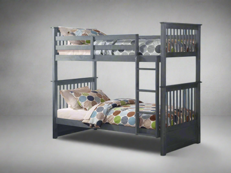 Grey Wood Mission Style Twin over Twin (Single) Bunk Bed with Convertible Design on Sale