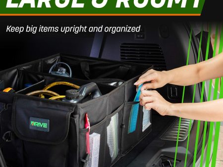 DRIVE AUTO PRODUCTS - Compact Black Car Trunk Organizer with Adjustable Straps - Car Trunk Grocery Organizer Online Hot Sale