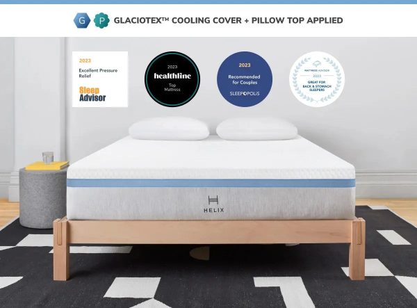 HELIX™ Moonlight Core 11.5” Mattress, Optional GlacioTex Cooling Pillowtop Cover (Soft, Back & Stomach) For Cheap