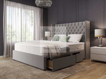 Jayden Luxury Divan Bed with Winged Floor Standing Headboard Cheap