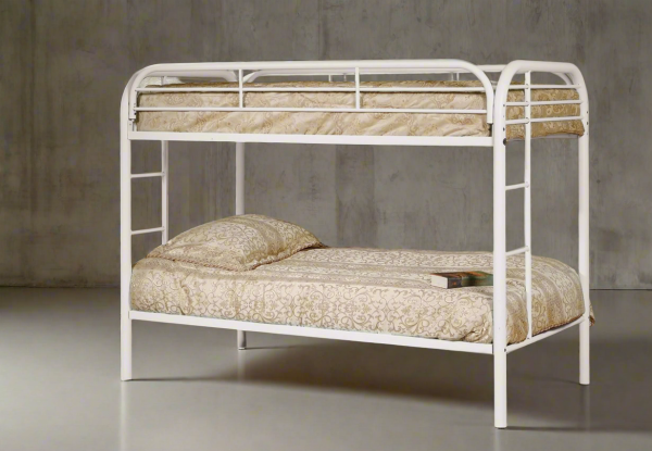 White Metal Bunk Bed Twin over Twin Steel Bunk Bed For Sale