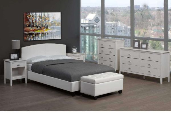 Leatherette Curved Panel Platform Bed Supply