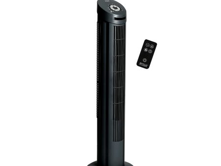 Seville Classics UltraSlimline Indoor Bladeless Oscillating Tower Fan Quiet Cooling LED Display Space-Saving for Home w Remote and 7.5H Timer, Black, 40  5-speed (115 degrees) on Sale