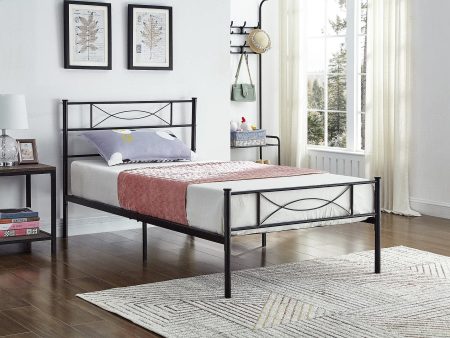 Single   Twin Metal Bed with Headboard and Footboard - 2 Colours Online Sale