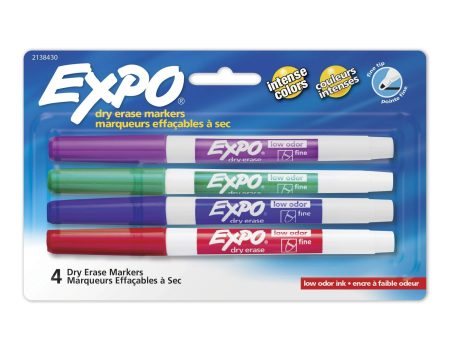 EXPO Dry Erase Markers, Fine Tip, Assorted Vibrant Colors, 4 Count Discount