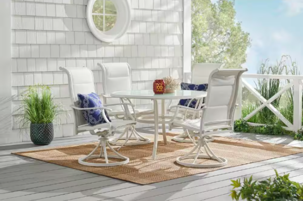 Hampton Bay Riverbrook Shell White 5-Piece Outdoor Patio Set - Table ONLY on Sale